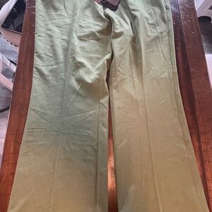 NWT IMAN Olive Green Pull-On Bootcut Pants 2X Stretch Suede Feel Elastic Waist